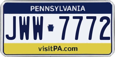 PA license plate JWW7772