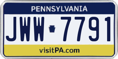 PA license plate JWW7791