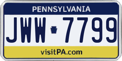 PA license plate JWW7799