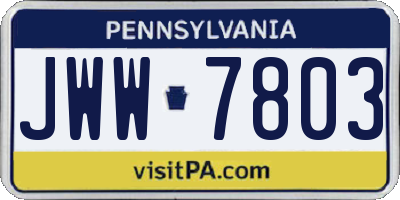 PA license plate JWW7803