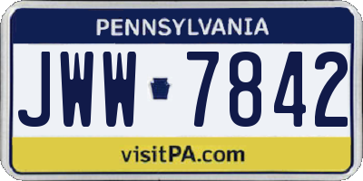 PA license plate JWW7842