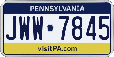 PA license plate JWW7845
