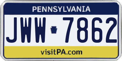 PA license plate JWW7862