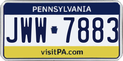 PA license plate JWW7883