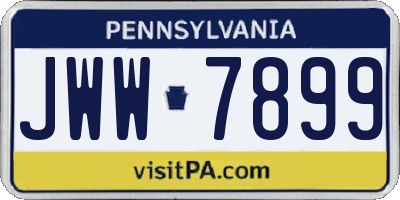 PA license plate JWW7899