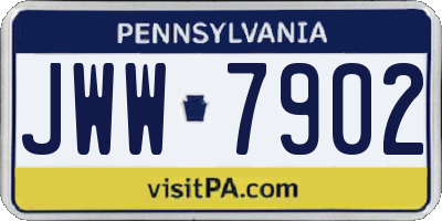 PA license plate JWW7902