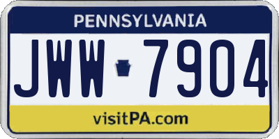 PA license plate JWW7904