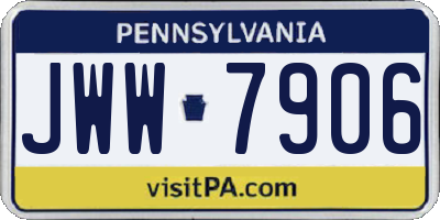 PA license plate JWW7906