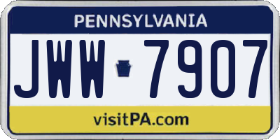 PA license plate JWW7907