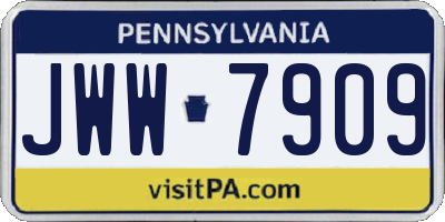 PA license plate JWW7909