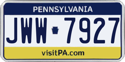 PA license plate JWW7927