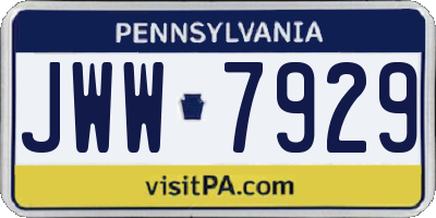 PA license plate JWW7929
