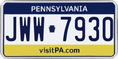 PA license plate JWW7930