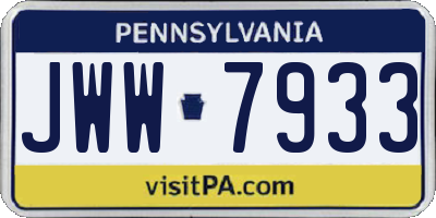 PA license plate JWW7933