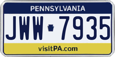PA license plate JWW7935
