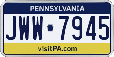PA license plate JWW7945