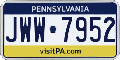 PA license plate JWW7952