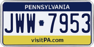 PA license plate JWW7953