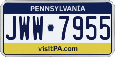 PA license plate JWW7955