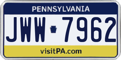 PA license plate JWW7962