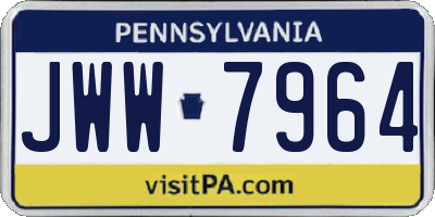 PA license plate JWW7964