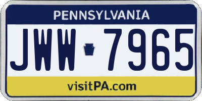 PA license plate JWW7965