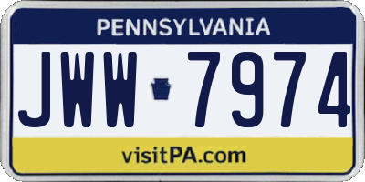PA license plate JWW7974