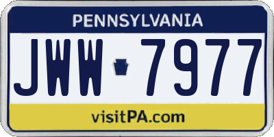PA license plate JWW7977