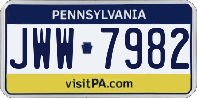PA license plate JWW7982