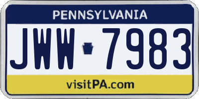 PA license plate JWW7983
