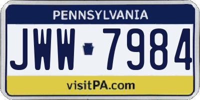 PA license plate JWW7984