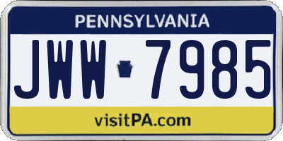 PA license plate JWW7985