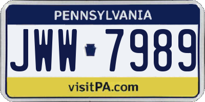 PA license plate JWW7989