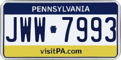 PA license plate JWW7993