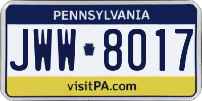 PA license plate JWW8017