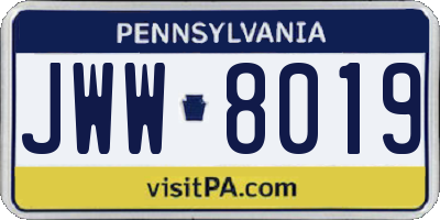 PA license plate JWW8019