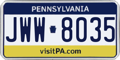 PA license plate JWW8035