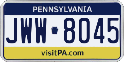 PA license plate JWW8045
