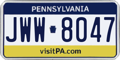 PA license plate JWW8047