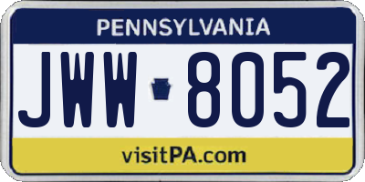 PA license plate JWW8052