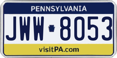 PA license plate JWW8053