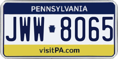 PA license plate JWW8065
