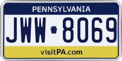 PA license plate JWW8069