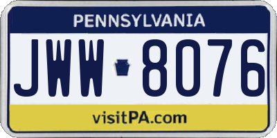 PA license plate JWW8076