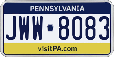 PA license plate JWW8083
