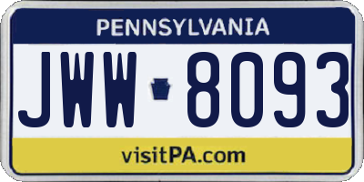 PA license plate JWW8093