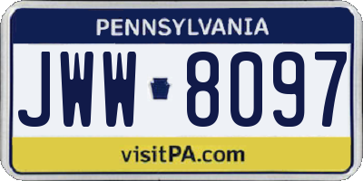 PA license plate JWW8097