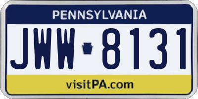 PA license plate JWW8131