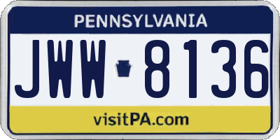 PA license plate JWW8136