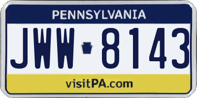 PA license plate JWW8143